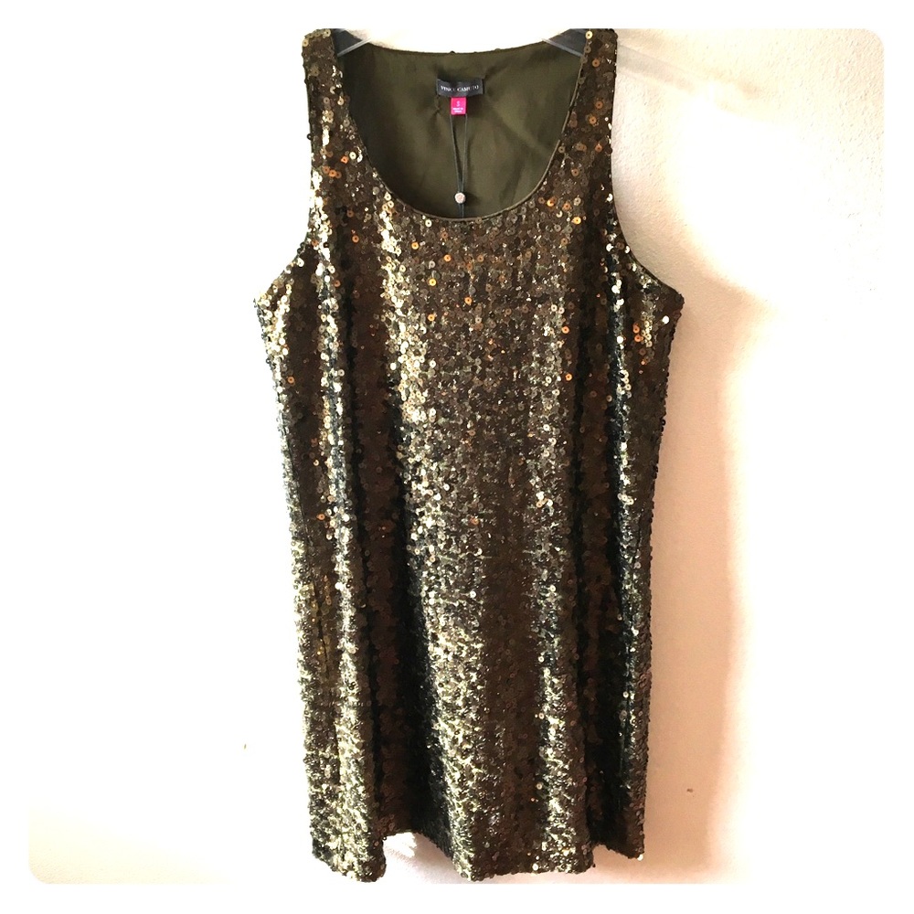 Vince Camuto  Moss Green Sequined Party Dress NWT